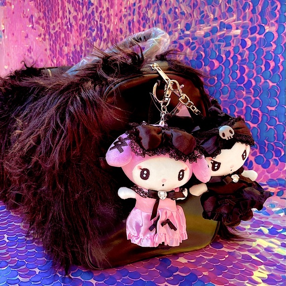 My Melody & Kuromi Mascot plush Keychains & Blk Shaggy Dolls kill Weekender NWT - Picture 1 of 10